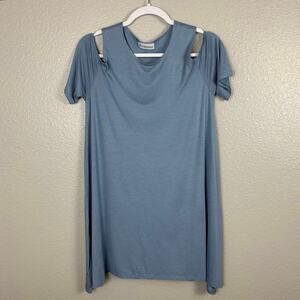 Beckyanne Size Medium Powder Blue Shoulder Cut Out Tunic Top Boho Preppy 2010s